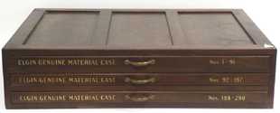 Vintage "Elgin Genuine Material Case" oak 3-drawer